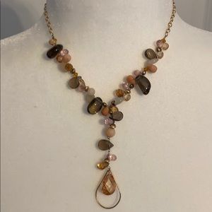 Pretty crystal and stone lariat necklace